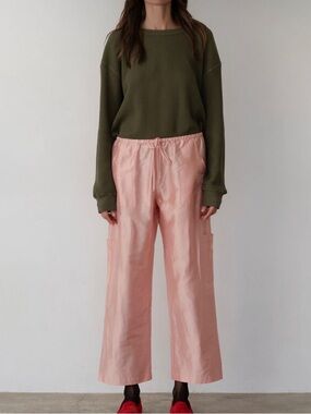 Donni The Taffeta Drawstring Cargo Pant in Blossom size S_NWT